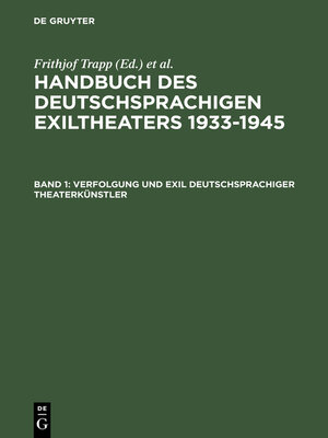 cover image of Verfolgung und Exil deutschsprachiger Theaterkünstler